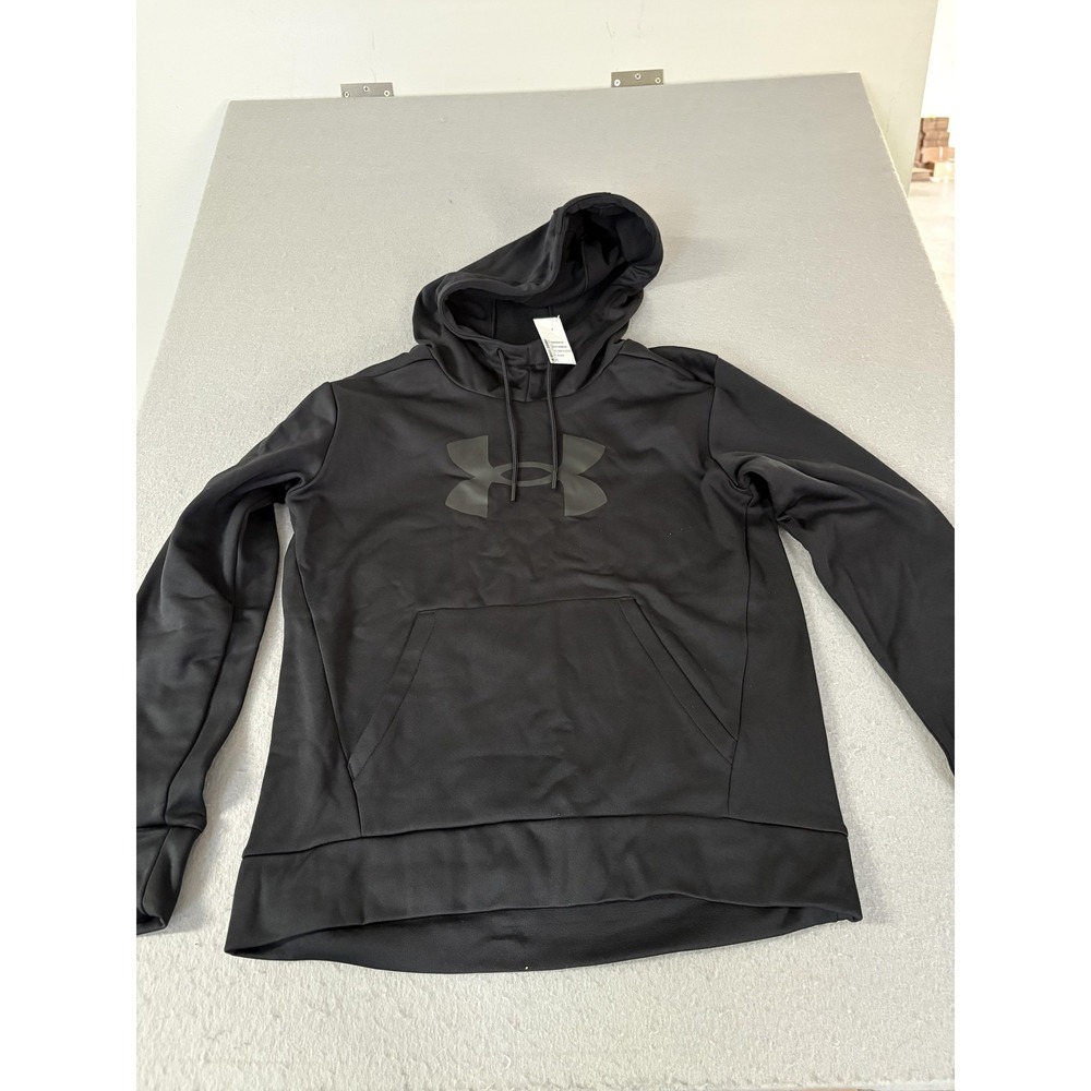 Under‎ Armour Hoodie Mens XS Black Logo Fleece Loose Fit Pullover Sweatshirt